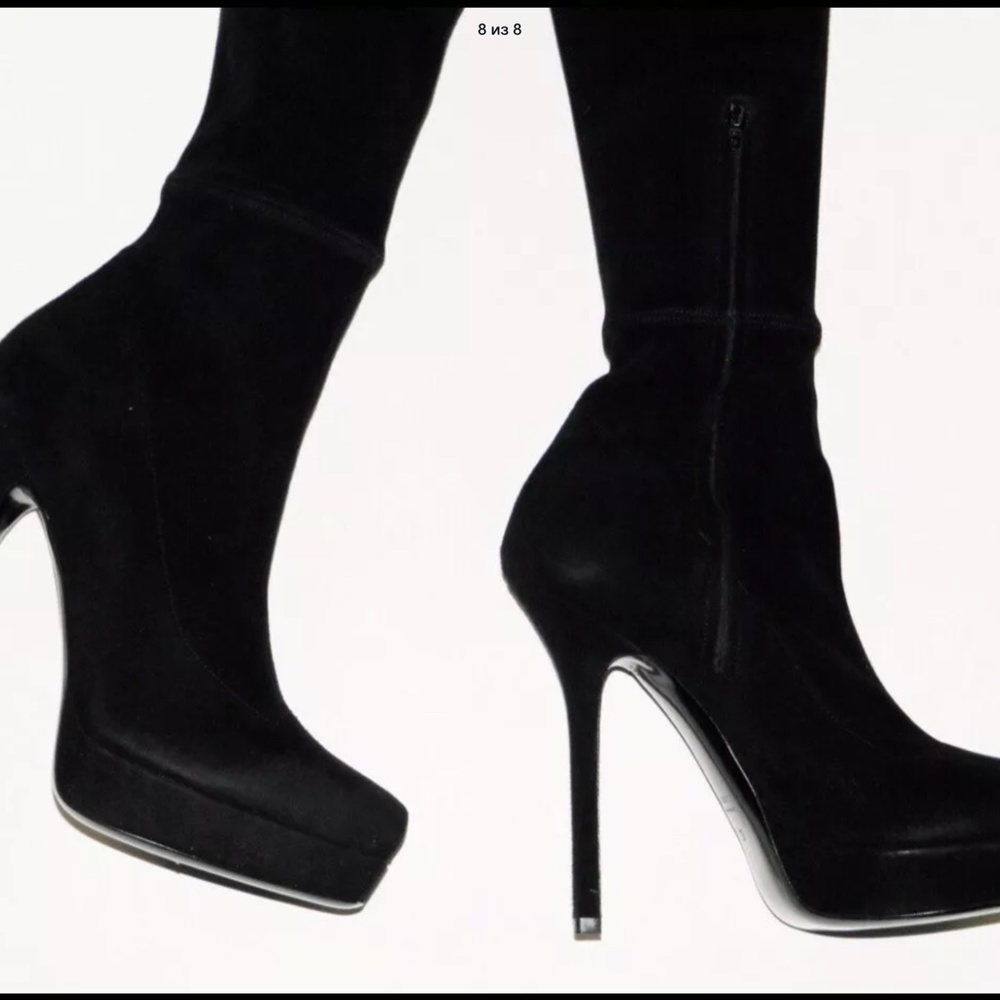 Gucci Black Suede Leather 36.5 Over The Knee Boots - Picture 8 of 13